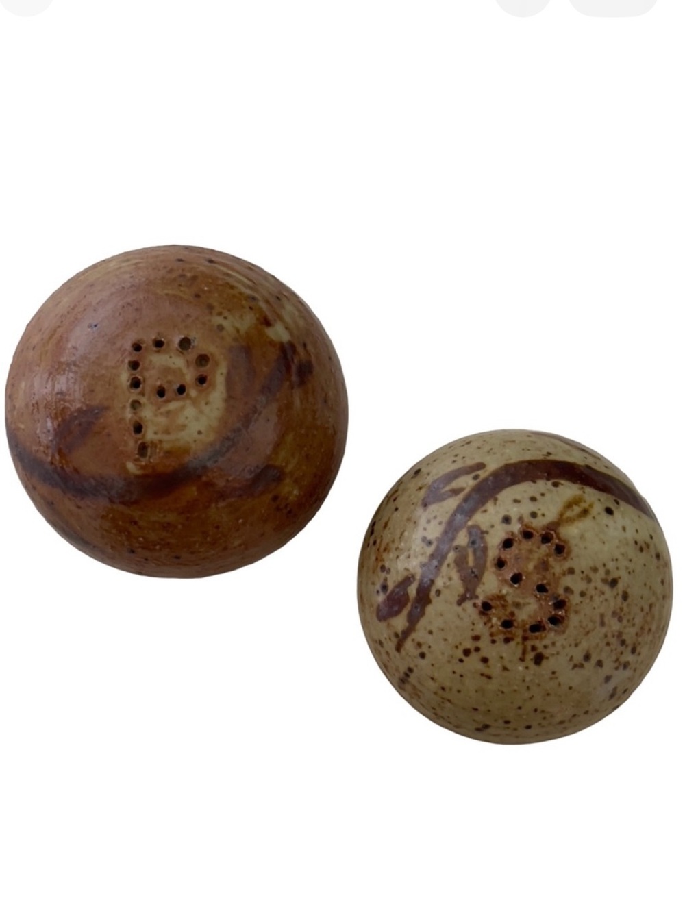 Studio Pottery Stoneware Salt Pepper Shakers Signed by LA